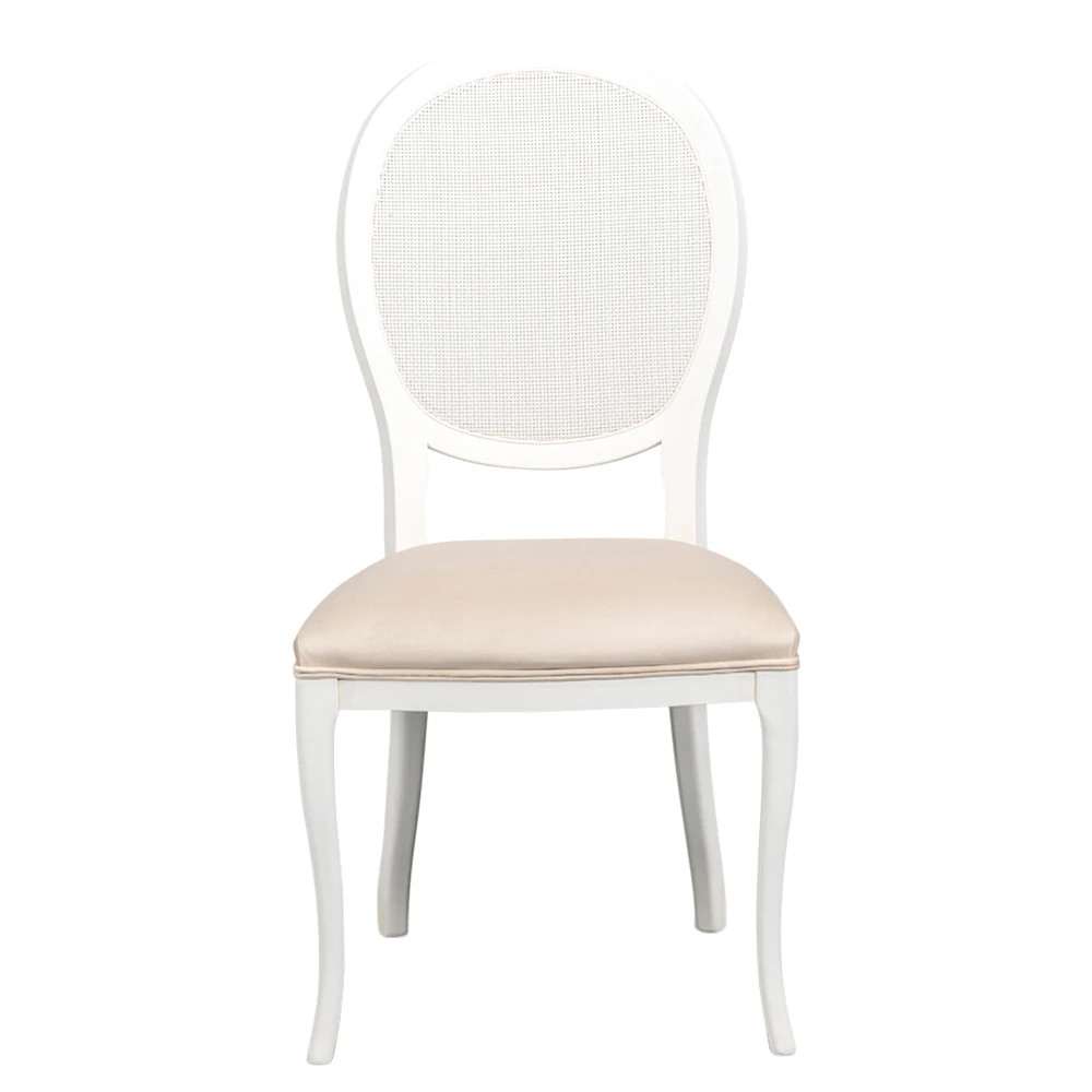 Clarissa French Country Taupe Velvet Performance White Cane Wood Dining Chair | Kathy Kuo Home