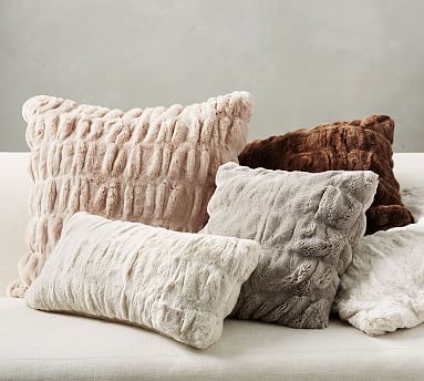 Faux Fur Ruched Pillow Covers | Pottery Barn (US)
