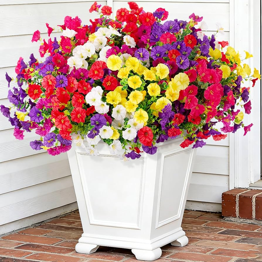 Hrobek Artificial Flowers for Outdoors, 12 Bundles Fake Plastic Petunias Flower Plant, Faux UV Re... | Amazon (US)
