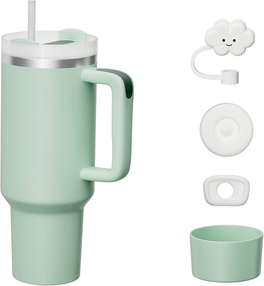 KISSKIND 40 oz Tumbler with Handle and Straw Lid Leak-proof Silicone Boot Straw Cover Cap Travel ... | Amazon (US)
