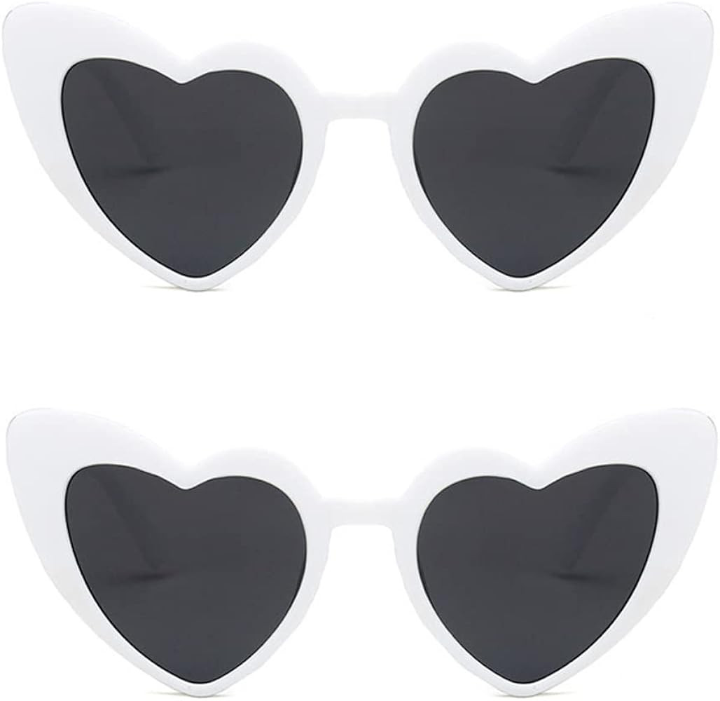ALVOGIMOR 2 Pack Heart Shape Sunglasses,Colorful Trendy Sunglasses Vintage Cat Eye Glasses for Pa... | Amazon (US)