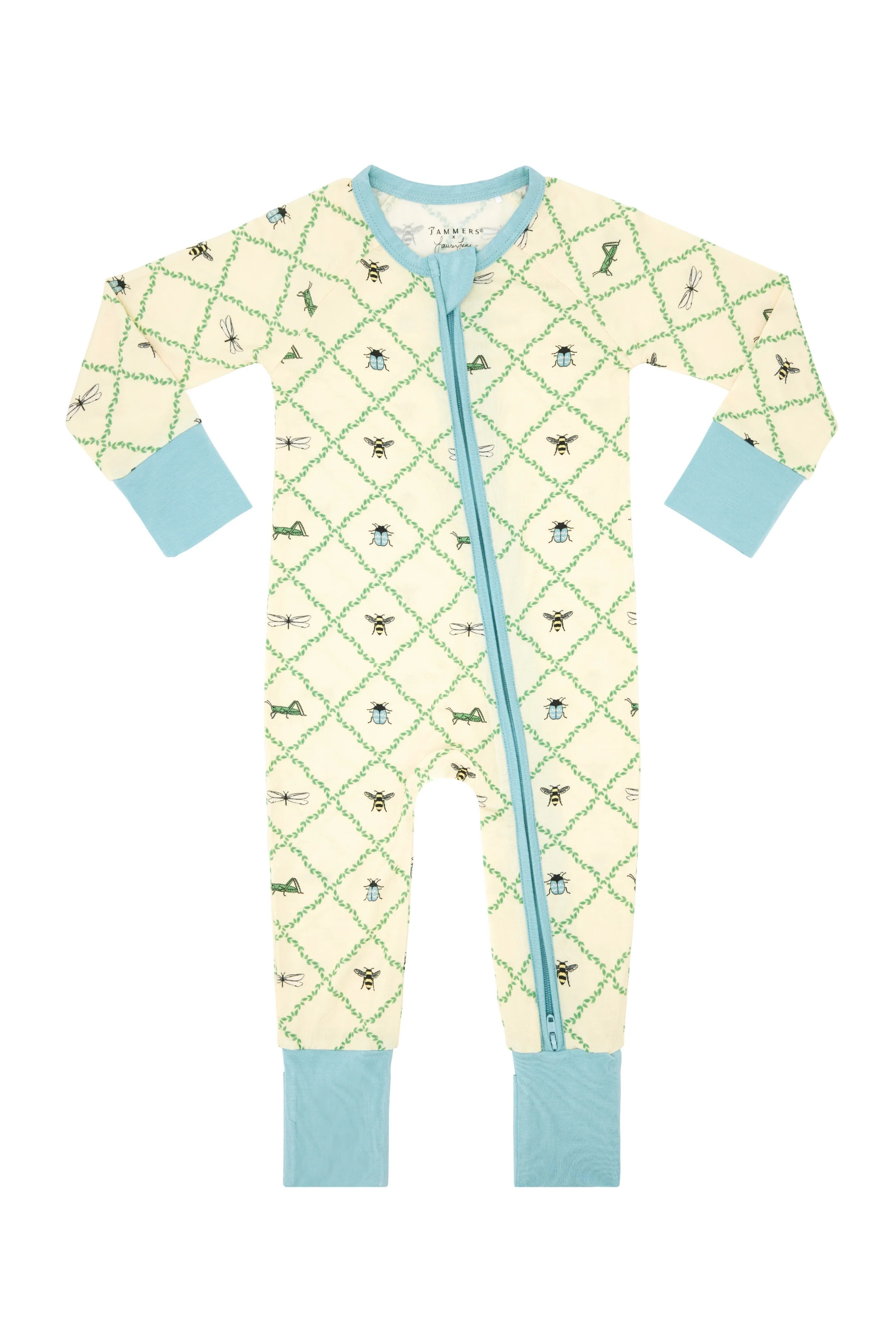 Blue Bugs and Blooms Zipper Romper | Bamboo Baby Pajamas | In My Jammers | In My Jammers