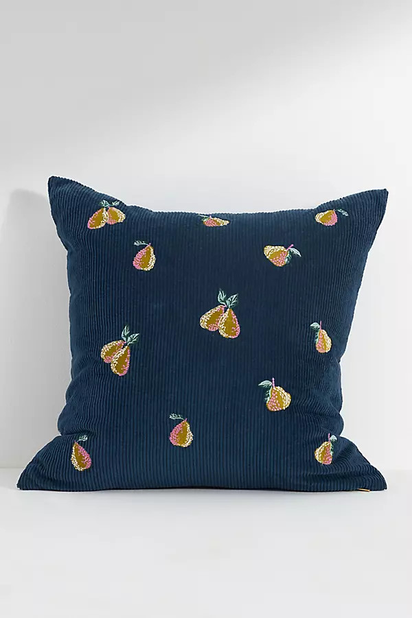 Velvet Corduroy Embroidered Icon Pillow | Anthropologie (US)