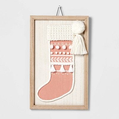 10" Knit Stocking with Wood Frame Wall Sign - Wondershop™ | Target