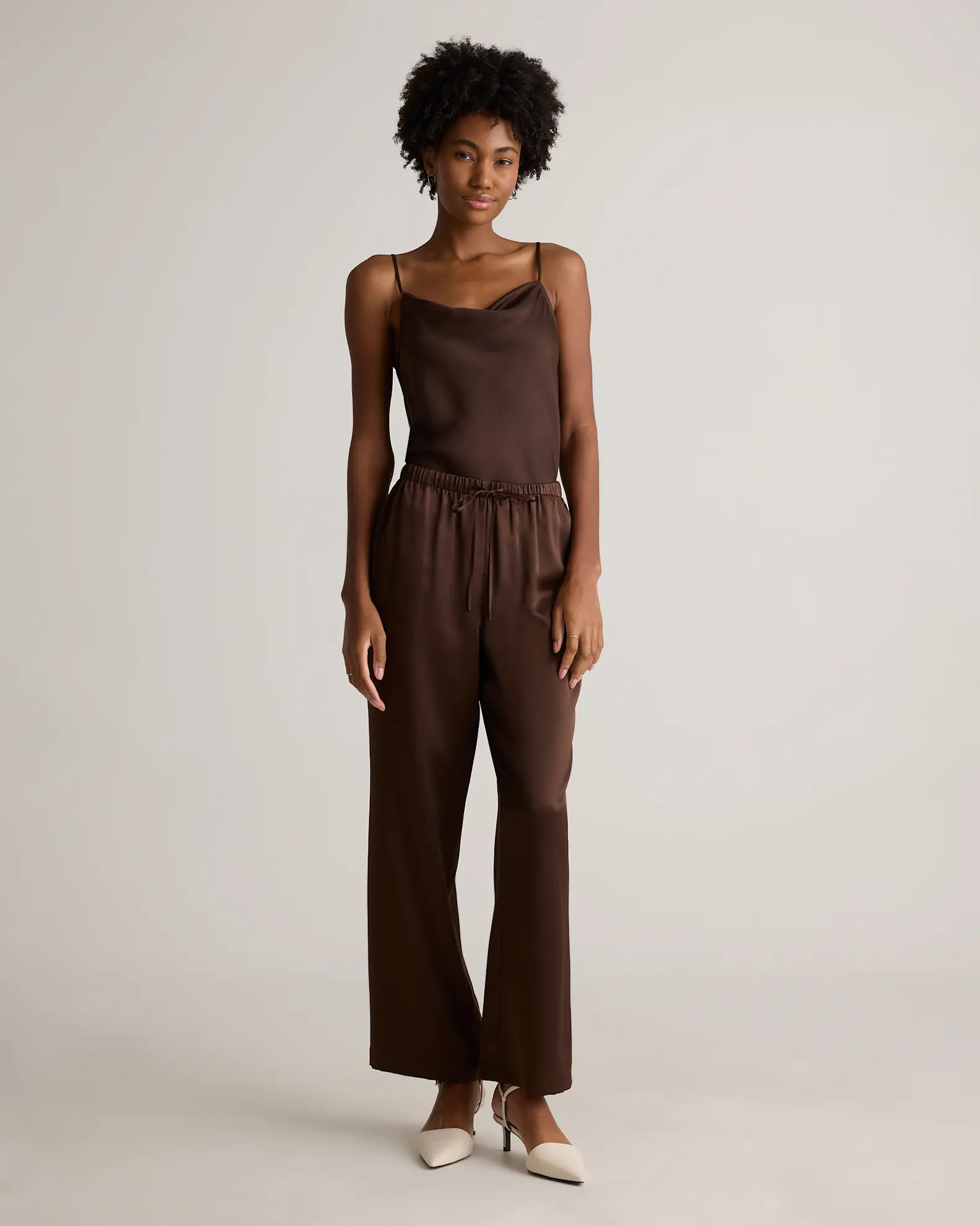 100% Washable Silk Drawstring Wide Leg Pants in Mineral Yellow | Quince