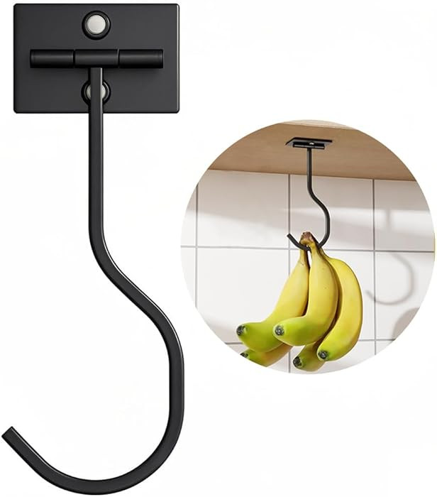 Under Cabinet Banana Hook Foldable - Adhesive Bananas Hanger, Heavy Duty Stainless Banana Holder ... | Amazon (US)