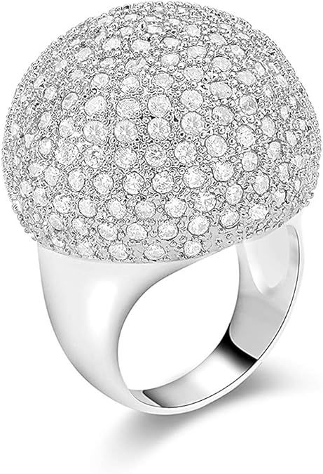 dnswez Fashion Gold/Silver Tone Large Rings CZ Cubic Zirconia Disco Ball Statement Cocktail Dome ... | Amazon (US)