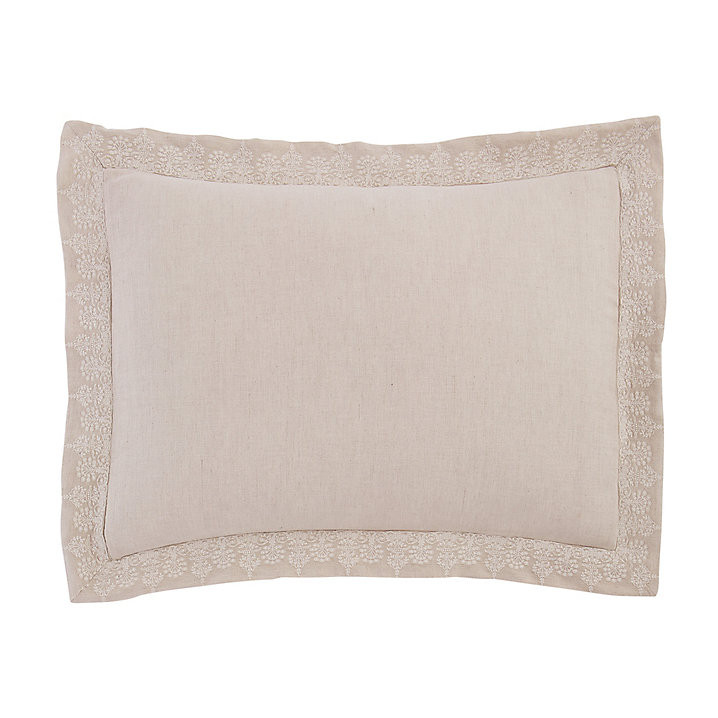 Eileen Embroidered Sham with Linen Cotton Blend & Floral Trim Border | Ballard Designs, Inc.