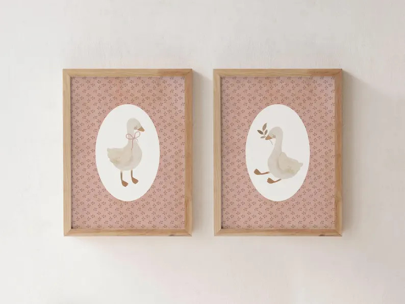 Antique Storybook Geese, Silly Goose Print Set, Printable Alphabet, Girls Nursery, Printable Artw... | Etsy (US)