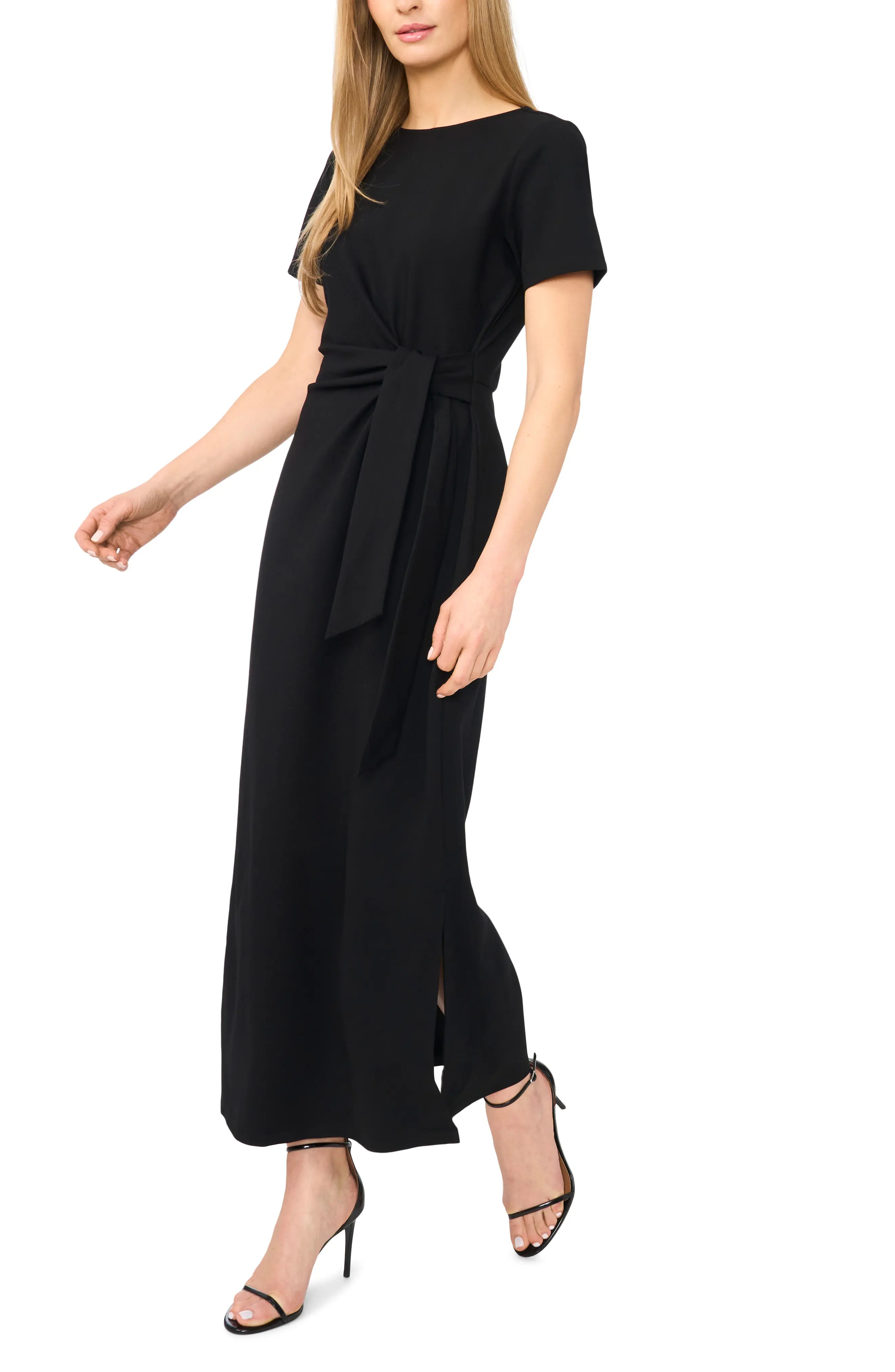 Tie Front Short Sleeve Midi Dress (Women) | Nordstrom | Nordstrom