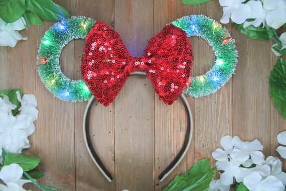 Christmas Light up Wreath Disney Ears | Etsy | Etsy (US)
