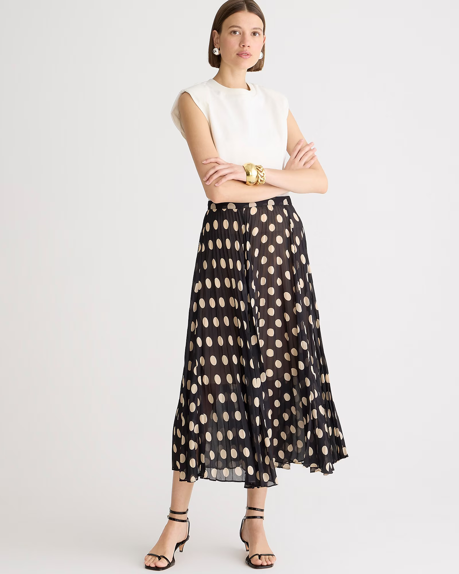 Gwyneth pleated skirt in dot chiffon | J. Crew US