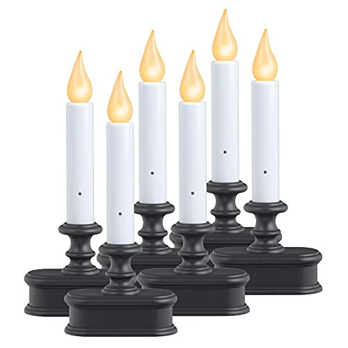 Xodus Innovations FPC1221A-6 Battery Operated LED Dusk to Dawn Window Candle with Amber Steady On or Flicker Flame, Black/Antique Bronze Pack of 6 | Amazon (US)