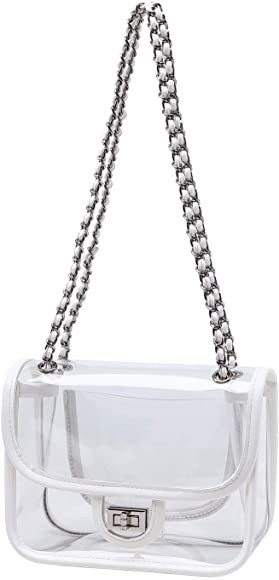 LAM GALLERY Womens PVC Clear Purse Handbag with Chain Stadium Approved Clear Bag See Through Bag ... | Amazon (US)