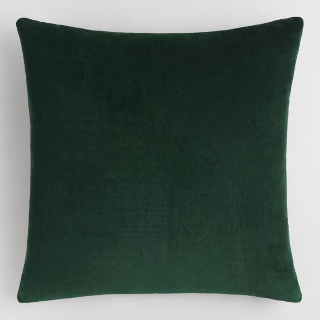 Forest Green Velvet Throw Pillow | World Market