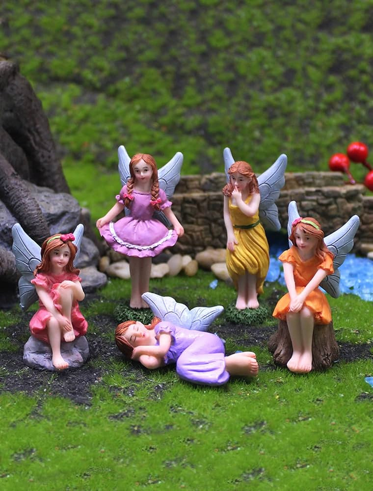 Miniature Fairy Garden Figurines 5Pcs, Small Flower Fairies Ornaments Resin Mini Fairy Figurines ... | Amazon (US)