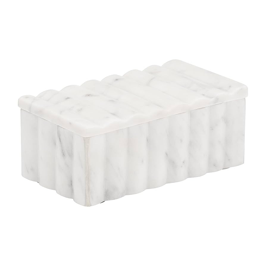 Sagebrook Home White Marble Decorative Storage Box | Elegant Stone Organizer for Home, Office, Be... | Amazon (US)