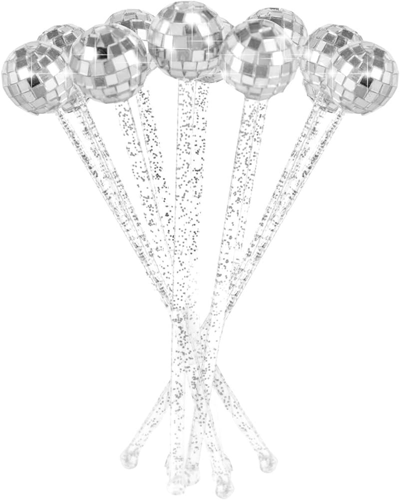 20 Pieces Disco Ball Drink STIRRERS Lolipop Sticks Disposible for Last Disco New Year’s Eve Dis... | Amazon (US)