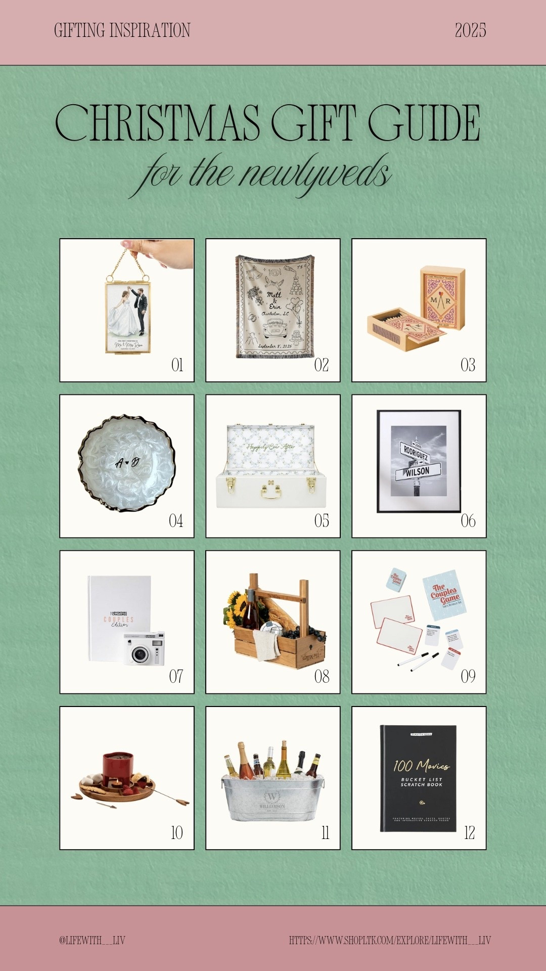 My Christmas Gift Guide for Newlyweds is officially live 🤍

If you’re shopping for a couple who just got married and building their home together, this list is full of thoughtful, meaningful, and actually useful gift ideas they’ll love using all year long. From personalized home décor to cozy date night essentials, these are perfect keepsake style gifts for newly married couples.

#LTKWedding #LTKGiftGuide #LTKHoliday