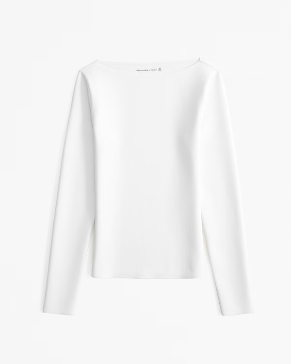 Long-Sleeve Sculpt Matte Fabric Tuckable Slash Top | Abercrombie & Fitch (US)