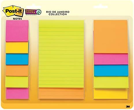 Post-it Super Sticky Notes, Assorted Sizes, 13 Pads, 2x the Sticking Power, Rio de Janeiro Collec... | Amazon (US)