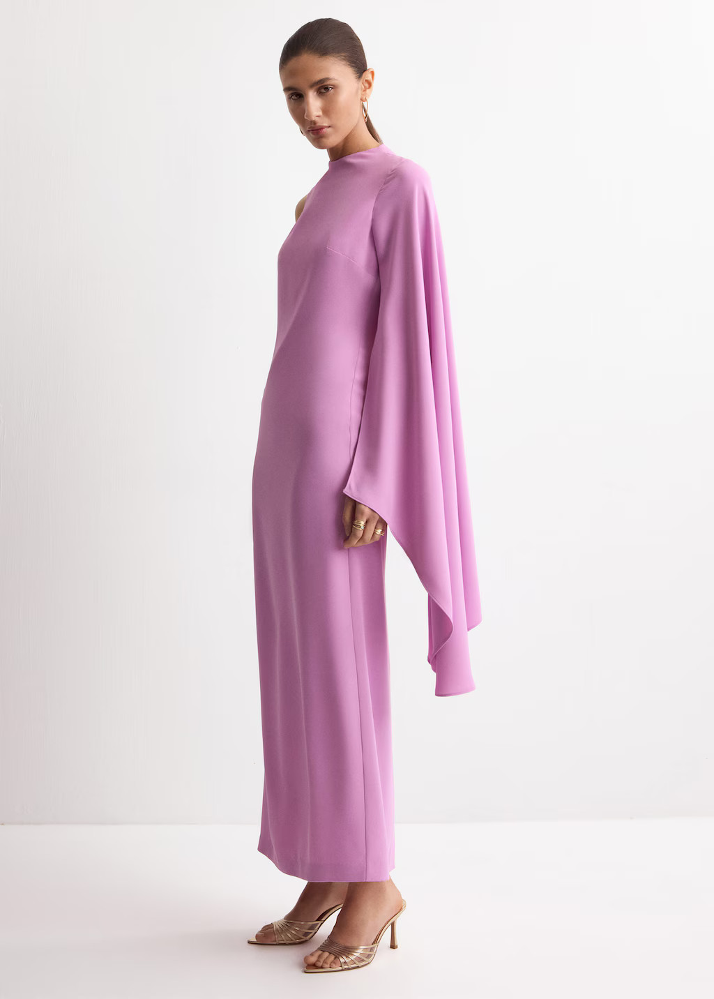 Long asymmetrical cape dress light/pastel purple - Woman - 4 - MANGO | Mango (US/MX/AU)