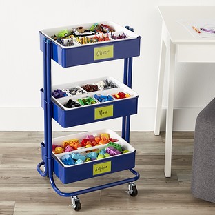 3-Tier Rolling Cart Indigo Blue | The Container Store