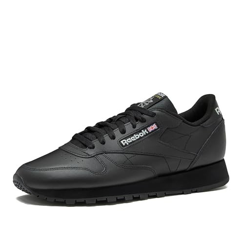 Reebok Classic Leather Sneakers for Men - Black or White Tennis Mens Shoes, Core Black/Core Black/Pure Grey5, 9.5 | Amazon (US)
