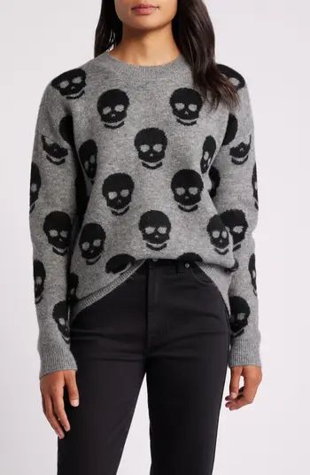 Bobeau Skull Jacquard Crewneck Sweater | Nordstrom | Nordstrom