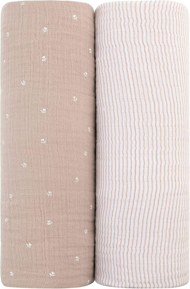 Ely’s &Co. Muslin Swaddle Blanket 2-Pack — 100% Cotton Muslin Extra-Large Swaddle Blankets (4... | Amazon (US)
