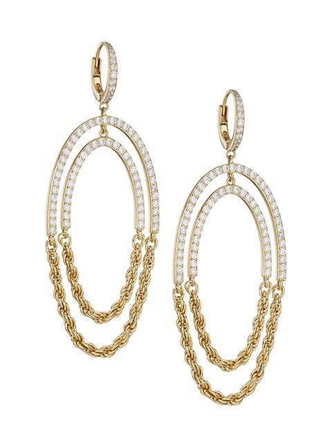 Twist 18K Gold-Plated & Cubic Zirconia Drop Earrings | Saks Fifth Avenue