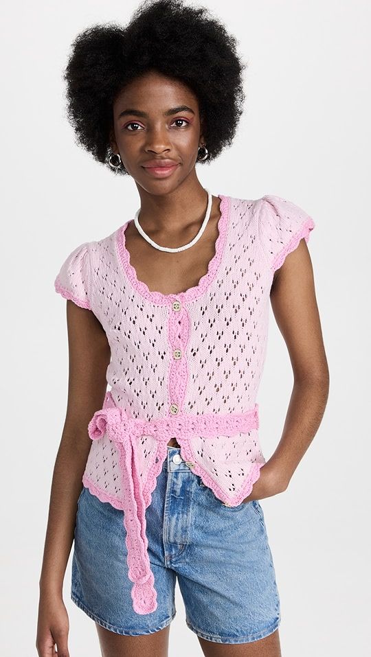 Cotton Lace Short Sleeve Cardigan | Shopbop