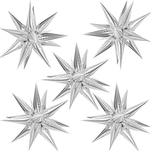 60 Pcs Silver Mylar Starburst Balloons, Explosion Star Foil Balloons, 12 Point Cone Balloons Part... | Amazon (US)