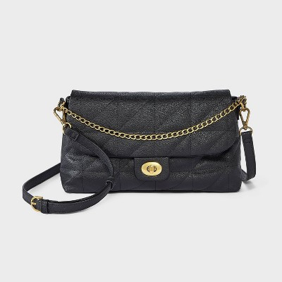 Quilted Turn Lock & Chain Crossbody Bag - A New Day™ Black | Target
