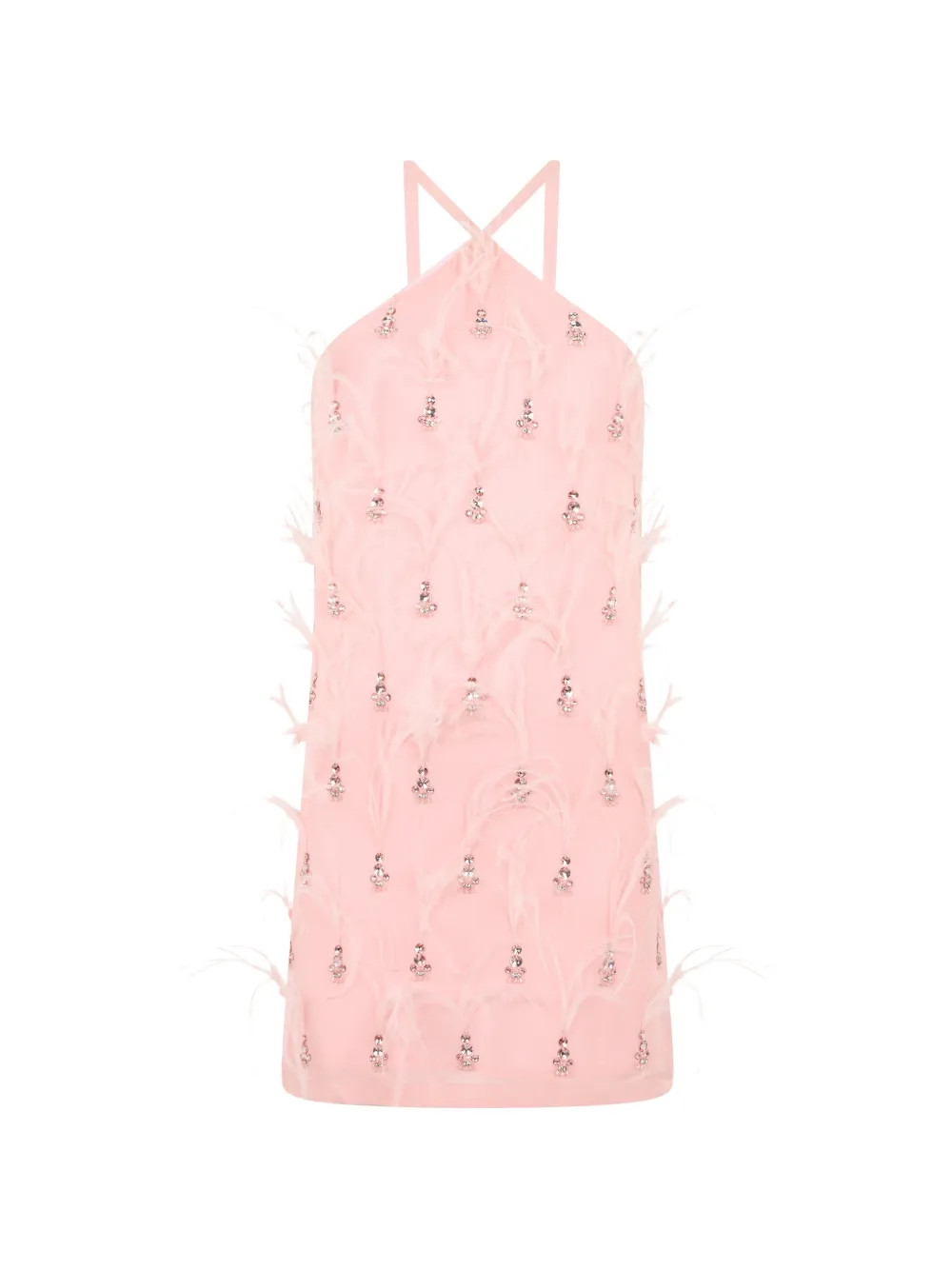 DES PHEMMES feather-detail Embellished Mini Dress | Pink | FARFETCH | Farfetch Global