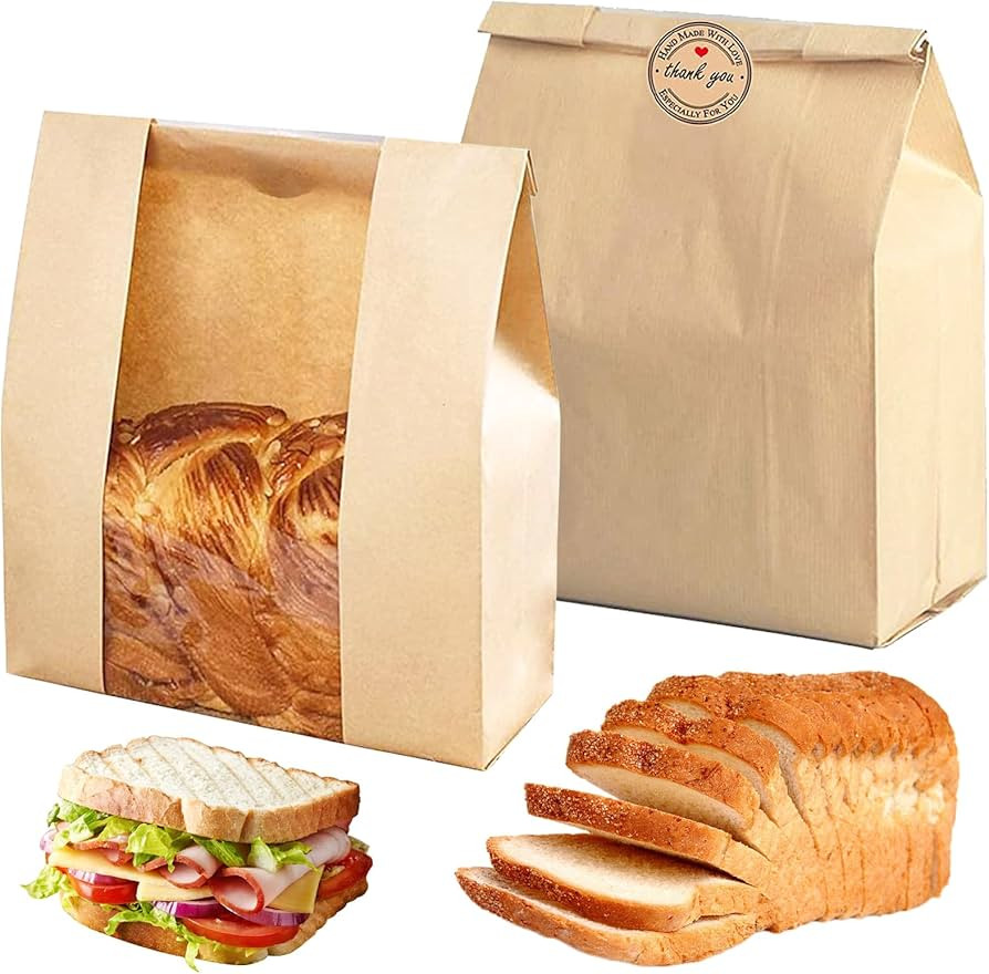 Paper Bread Bags for Homemade Bread Sourdough Bread Bags large bakery bread bags with window for ... | Amazon (US)