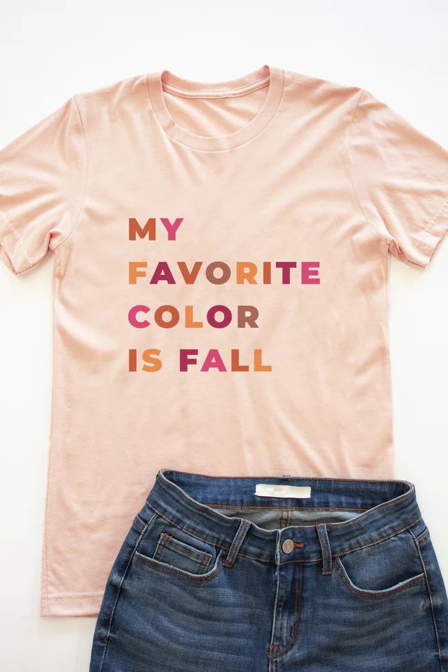 My Favorite Color Is Fall Block Peach Graphic Tee | The Pink Lily Boutique