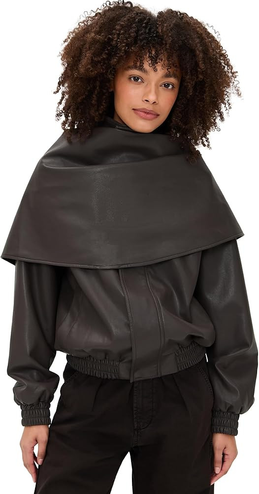 Pixie Market Women's Leather Scarf Bomber Jacket | Amazon (US)