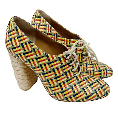 NEW Tory Burch Fabienne 100MM Raffia Booties Women's Rainbow Size 7M NWOB | eBay US