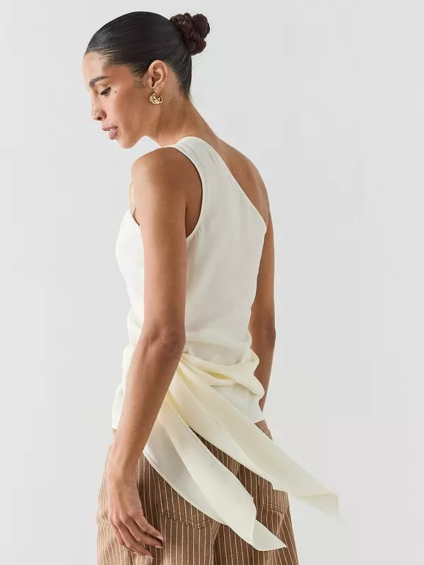 Mango Asymmetrical Lyocell Top - White | Very (UK)
