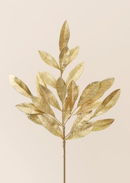 Artificial Bay Leaf Spray in Metallic Gold - 19" Tall | Afloral (US)