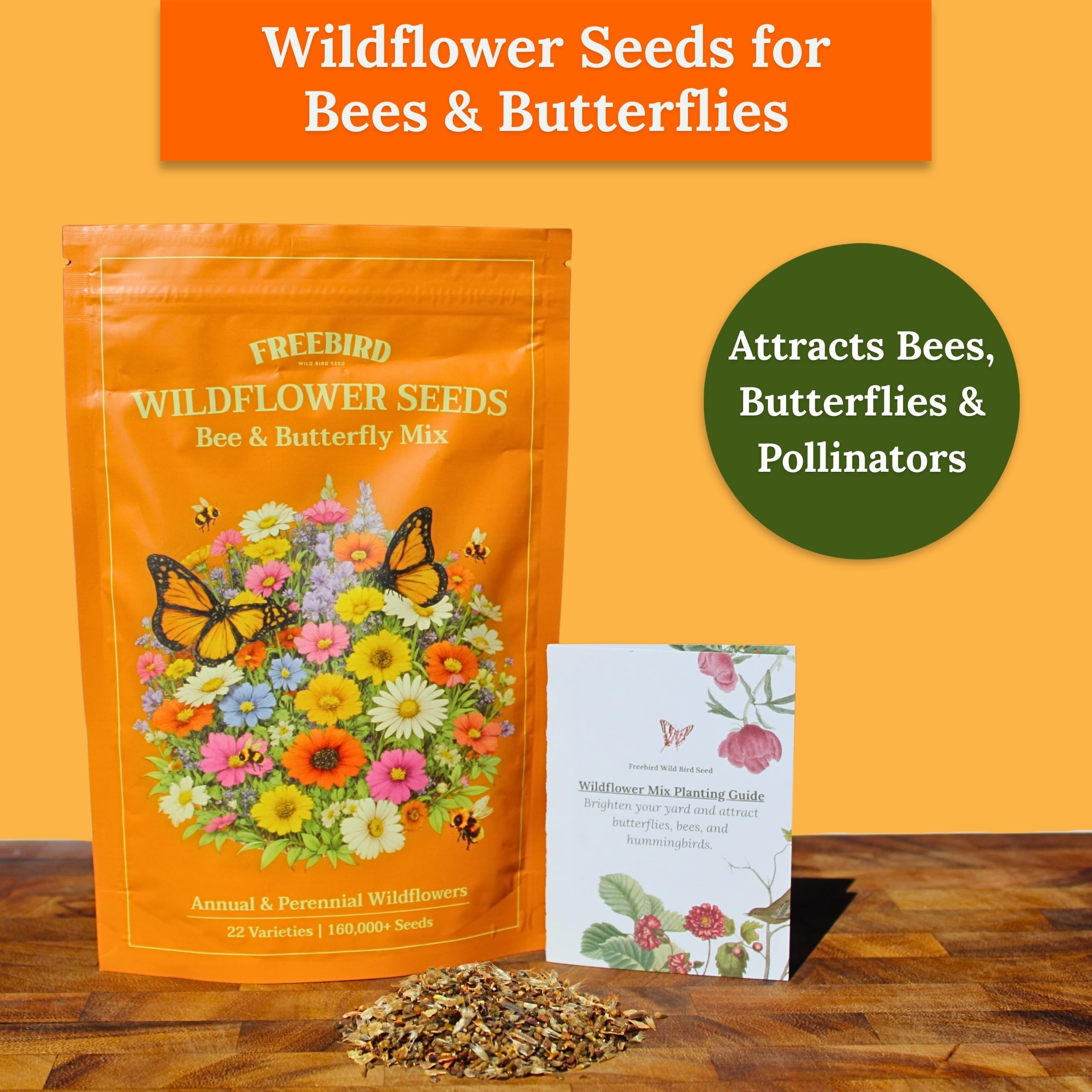 Wildflower Seeds for Bees & Butterflies – 22 Variety Pollinator Mix – 160,000+ Seeds – 4 oz... | Amazon (US)