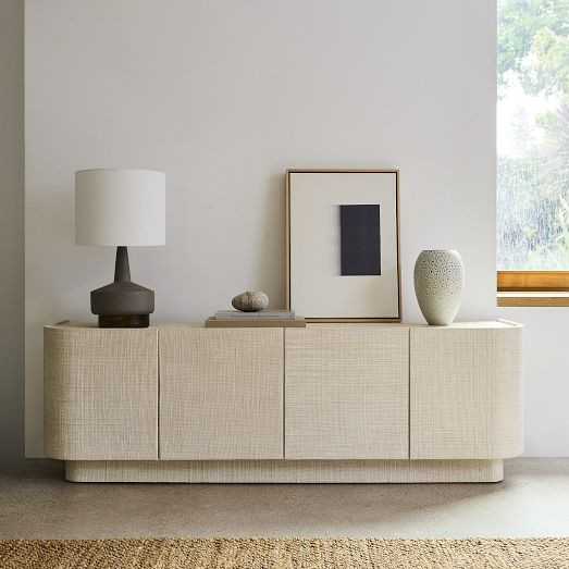 Solstice Painted Raffia Media Console (68"–78") | West Elm (US)