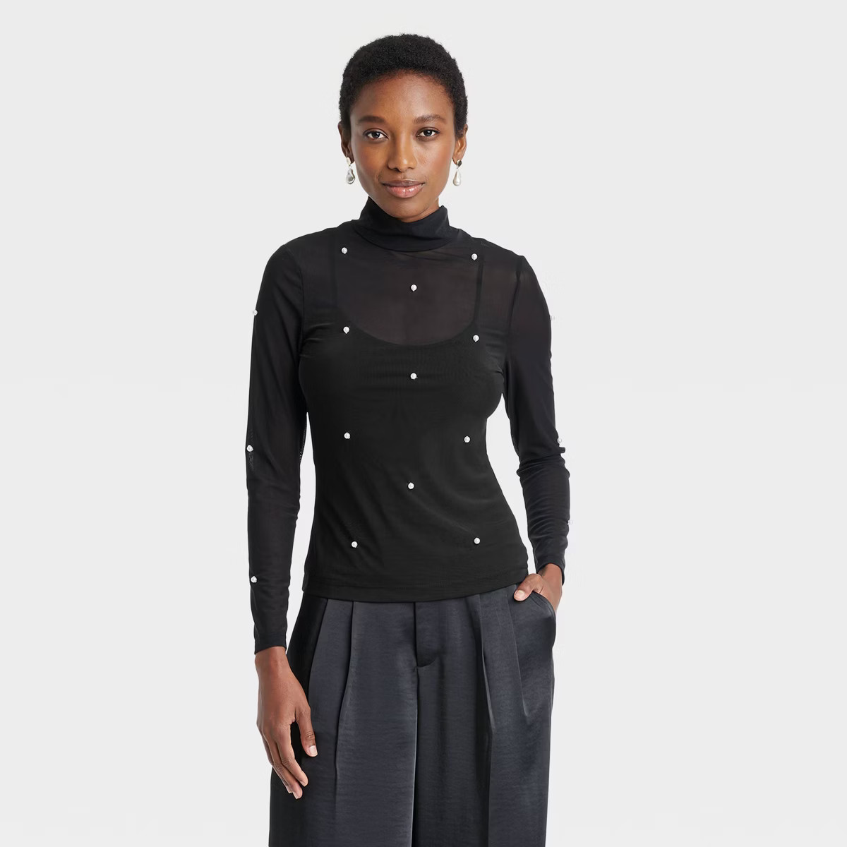 Women's Long Sleeve Fitted T-Shirt - A New Day™ Black M | Target