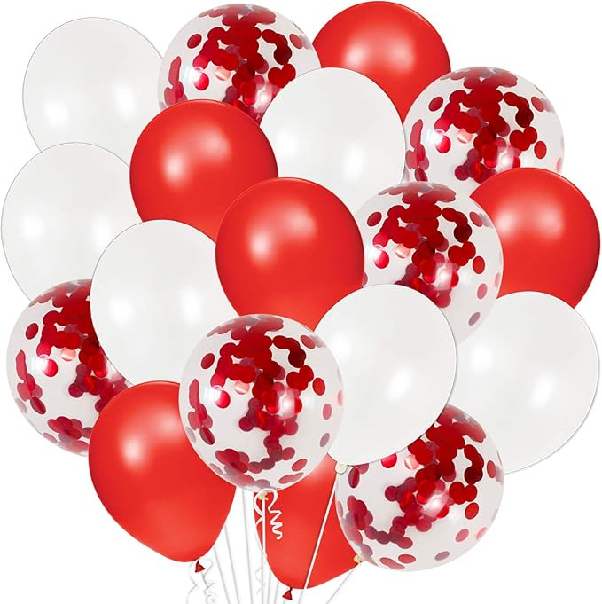 KatchOn, Valentines Day Balloons Red and White - 12 Inch, Pack of 40 | Red and White Balloons, Re... | Amazon (US)