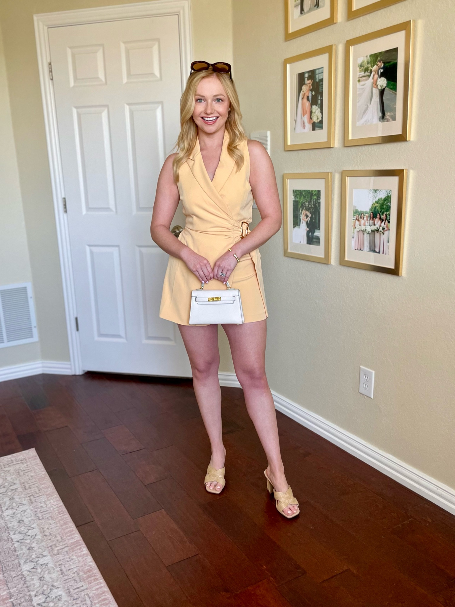 Wearing an XS | yellow romper, yellow outfit, romper, vacation outfit, spring outfit, summer outfit, date night outfit 

#LTKfindsunder100 #LTKstyletip #LTKSeasonal