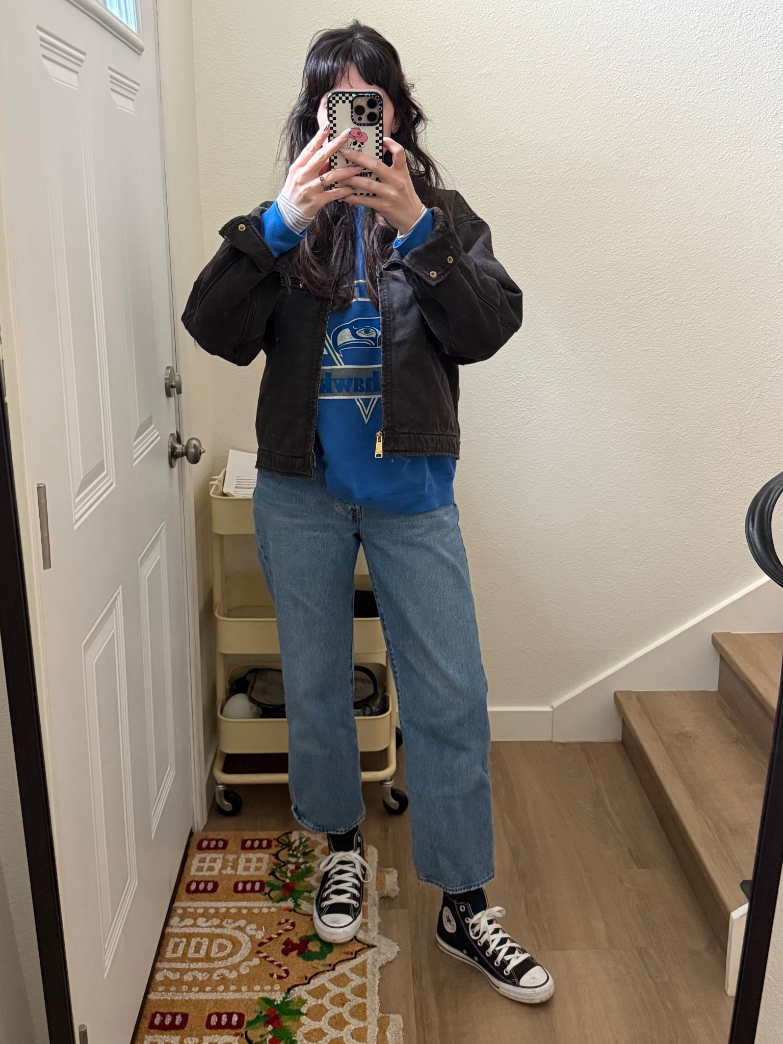 Cozy mom fit for errands and toddler gymnastics! My crewneck is vintage but I linked Abercrombie - so quality and on sale! Jacket is sold out on Elwood, but nordstrom has some sizes left!

#LTKCyberWeek #LTKootd #LTKmomlife