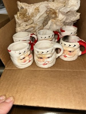 Set of 6 Vintage Mini Santa Mugs Christmas Novelty Japan, Eyes Open, MCM Retro | eBay US
