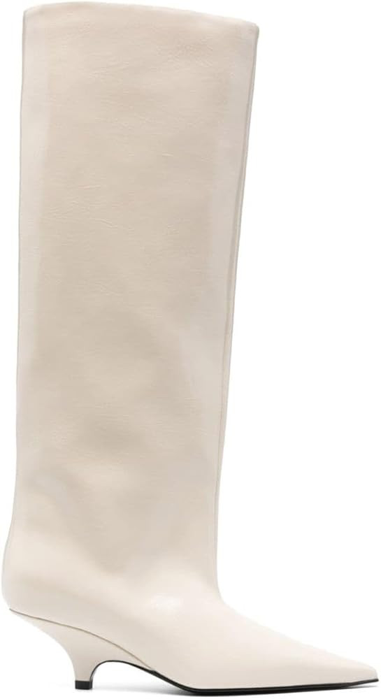 Women's Knee High Boots Cute Kitten High Long Booties Pointed Toe Pull On Patent Leather Long Boo... | Amazon (US)