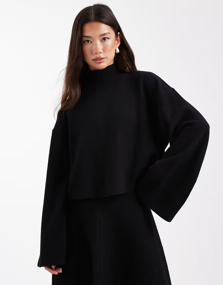 ASOS DESIGN funnel neck supersoft top co ord in black | ASOS (Global)